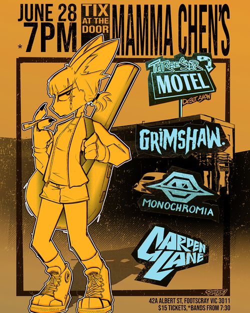 Three Star Motel (Debut) + Grimshaw + Monochromia + Garden Lane @ Mamma Chen's