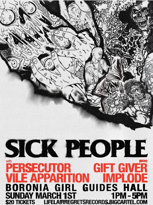 Sick People (QLD), Persecutor, Gift Giver (NSW), Vile Apparition & Implode @ Boronia Girl Guides