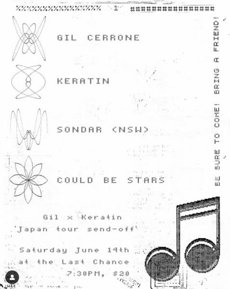 Gil Cerrone, Keratin, Sondar (NSW) & Could Be Stars @ Last Chance